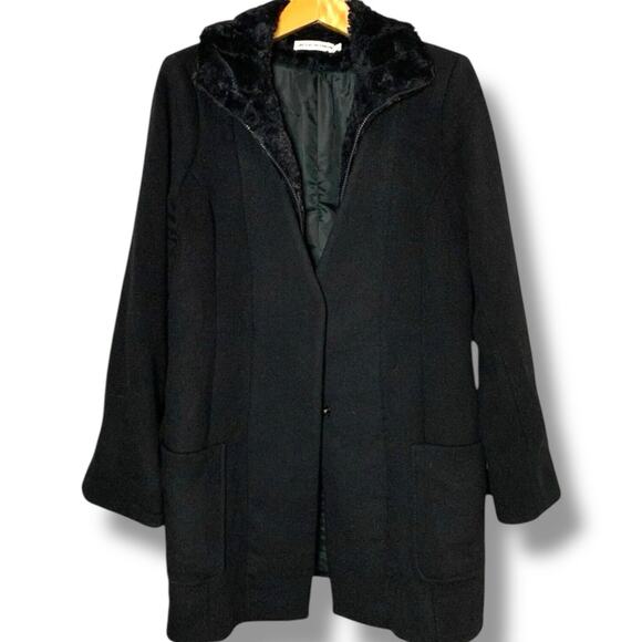 Jacqueline Conoir Wool Designer Coat Women's Sz 10 Modern Chic Jackie O Full Zip - Picture 2 of 10